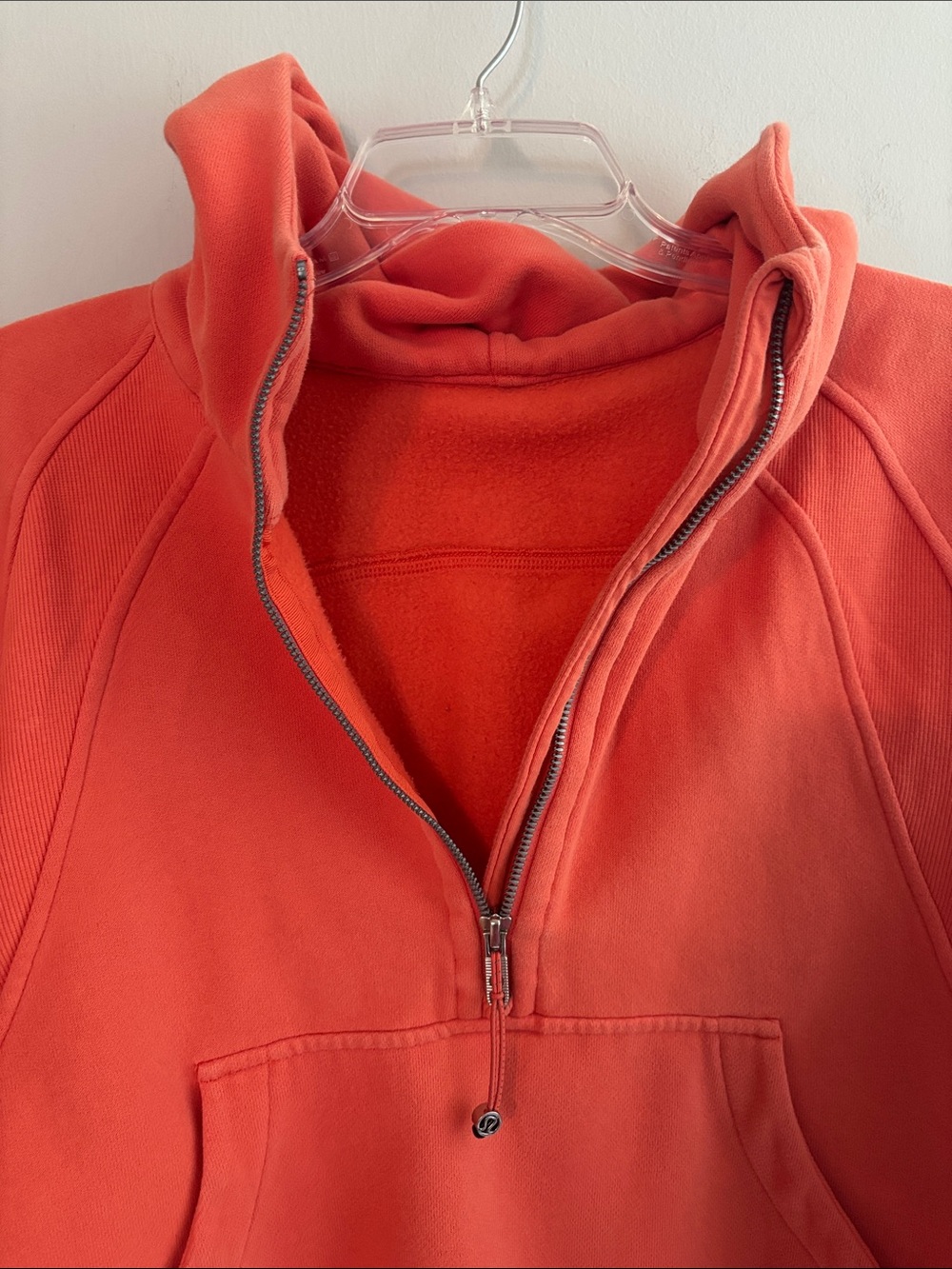 Lululemon Scuba hoodie cropped pullover half zip in coral orange - Picture 5 of 8